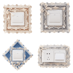 布艺开关保护套装饰贴灯开关边框套墙贴欧式单开双开插座花边套子