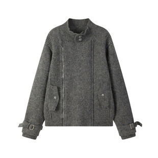 TAM TUAS【温斯顿】多层挡片马海毛羊毛混纺立领毛织夹克外套