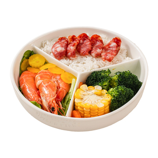 电饭锅内蒸笼三格分隔蒸盘一锅三蒸带盖蒸饭神器儿童餐盘陶瓷蒸屉