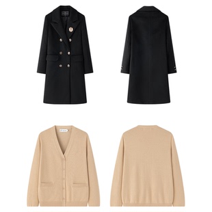 东京岁时记jk双排扣黑色大衣女秋冬季学院风保暖外套首尔之秋大衣