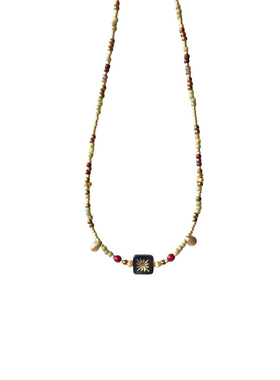 手工串珠项链软陶绿色系复古女