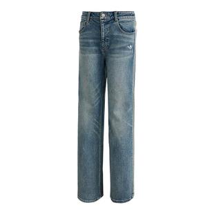 欧阳娜娜同款阿迪达斯新年款牛仔裤春女水洗微喇叭运动裤 KT3173