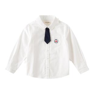 戴维贝拉男童衬衫儿童帅气白衬衣男宝宝春季衣服童装男孩白色上衣
