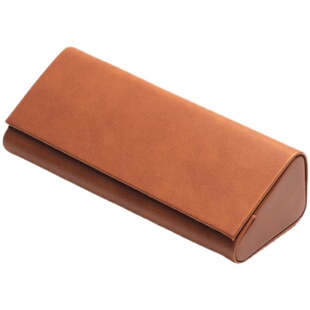 原创个性疯马皮小巧三角形耐压轻便仿真皮革男女近视磁吸眼镜盒