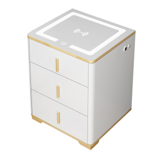 睿益堡床头柜保险柜家用小型带无线充电感应灯USB智能床头储物柜带抽屉防盗指纹密码WiFi隐形保险箱2026新款