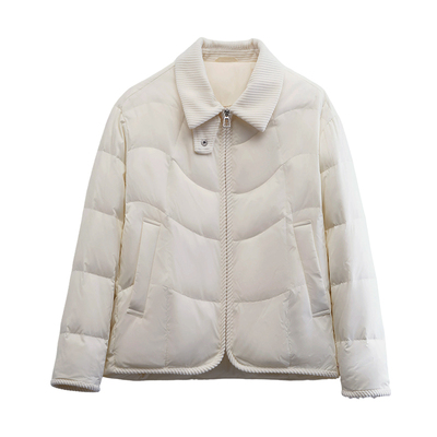 雅鹿女款短款翻领鹅绒羽绒服