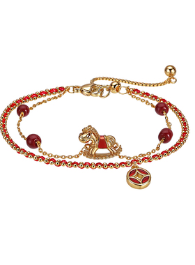 马年本命年叠戴红绳手链女款红色小马编织绳轻奢小众精致高级感