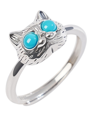 宫里上新宝猫纳财绿松石戒指