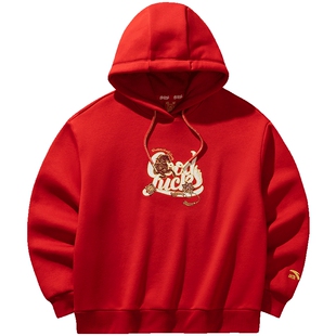 安踏好事发生新年鸿运加绒女保暖卫衣2026新款本命年红色订婚上衣