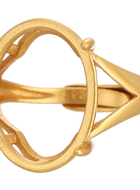 椭圆形戒指空托翡翠蜜蜡日韩男女