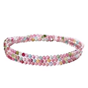 原创彩色小碧玺手链女三圈天然正品女款手串小众设计高级感精致