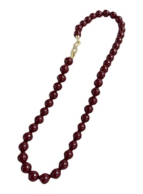 2串叠带红色施家珠项链珍珠吊坠