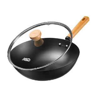 爱仕达不易锈铁锅大爆炒锅无涂层家用锅具精铁炒锅不挑炉灶