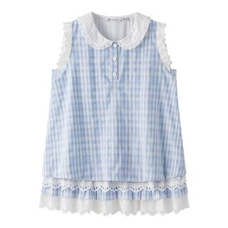 东京岁时记jk背带裙减龄格子花边背心连衣短裙蓝色女夏甜美小个子