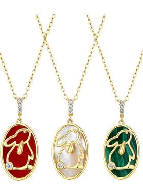 瑞红兔子纯银情侣项链