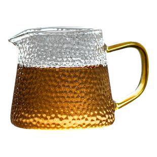 日式锤纹公道杯耐热加厚玻璃分茶器带茶漏过滤网功夫茶具套装配件