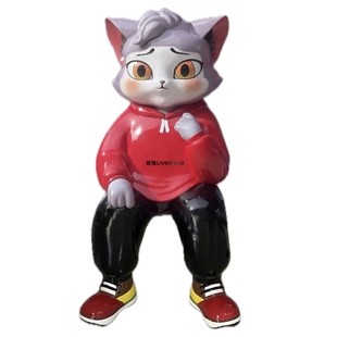 玻璃钢雕塑定制网红卡通招财猫IP吉祥物商场饭店铺门口迎宾大摆件