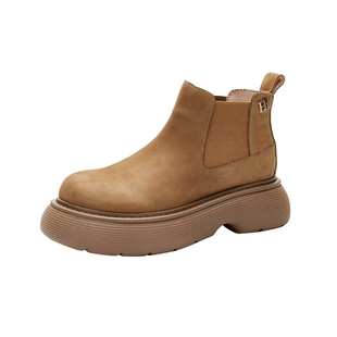 HR赫莲娜女鞋子2026年冬季新款时装靴厚底加绒保暖复古套筒马丁靴