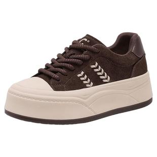 千百度厚底麦穗小白鞋女春季新款百搭运动休闲鞋潮流板鞋子女