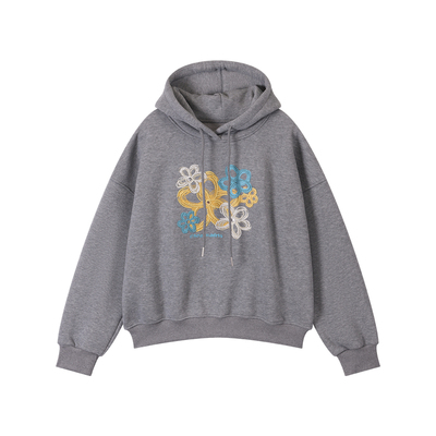 熙薇【绛云浮花】2025冬季新款时尚加绒重工刺绣卫衣H6373