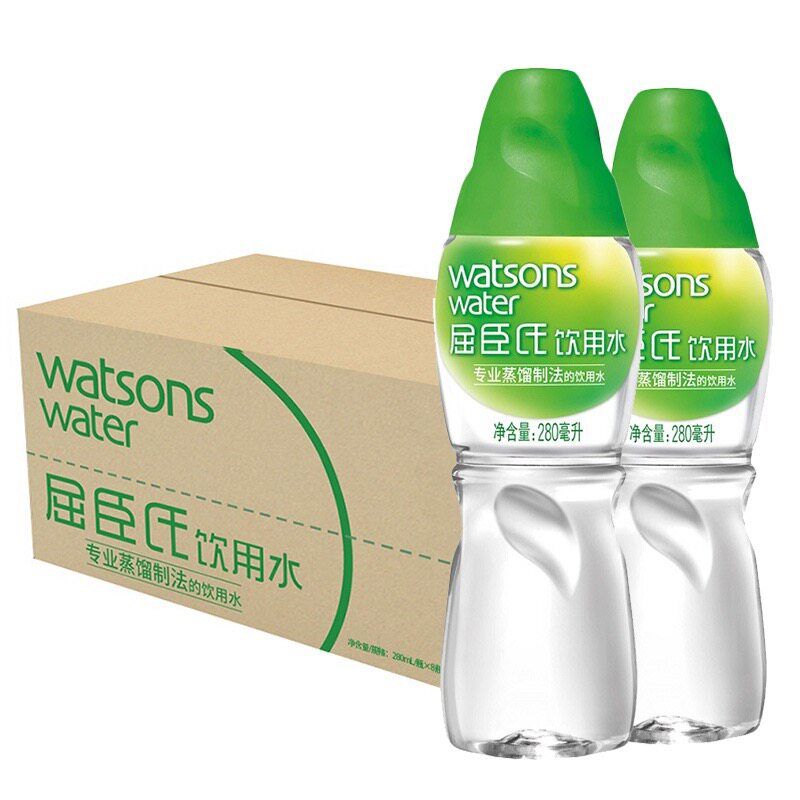 屈臣氏蒸馏水高温制法饮用水280ml*8瓶蒸馏水敷脸水疗美容蒸脸