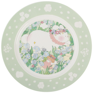 蓝莲花羡鸟文社点心水果盘子陶瓷平盘网红精致备菜盘家用沙拉盘子