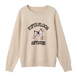 采多宝大码女装慵懒风刺绣复古毛衣胖mm卡通动物图案圆领减龄上衣