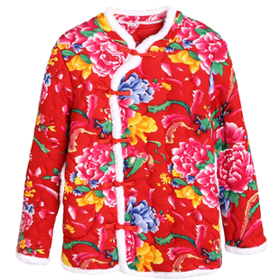 棉袄保暖外套女秋冬东北大花袄中国风花棉衣防寒棉服外穿长袖上衣