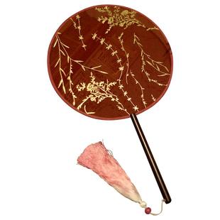 吉善芒种团扇宫扇黑檀木长柄复古风文艺风圆扇摄影扇子汉服民国风