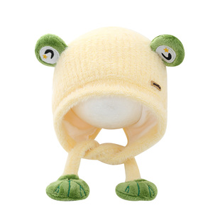 宝宝帽子秋冬季可爱婴儿防风保暖帽儿童护耳帽男女童针织毛绒帽潮