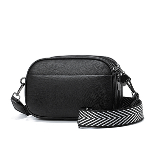 宽肩带软皮三层小包包多层多拉链女包大容量多隔层女士单肩斜挎包