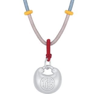 潮宏基好事发生宝护小胖福足银项链银饰坠链套链亲子宝宝周岁礼物