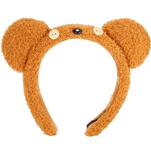 环球影城可爱小熊毛绒发箍女2025年爆款秋冬头箍高颅顶洗脸发卡