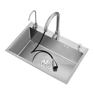 厨房洗菜盆304不锈钢手工拉丝加厚水槽单槽家用洗碗池洗碗槽台下