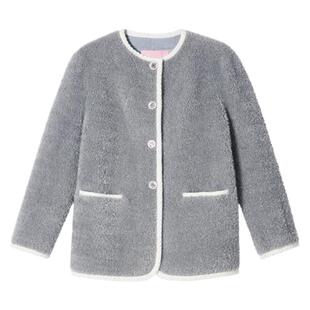 SALT.P可颜 2024年冬季新款气质圆领直筒银丝羊毛外套女