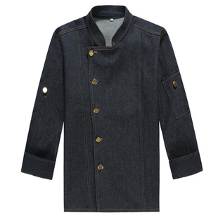 谢霆锋同款厨师服长袖饭店西餐烘焙厨房锋味牛仔工作服秋冬装定制