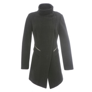 艾格冬季女装羊毛百搭休闲长袖舒适修身中长款大衣外套Y180