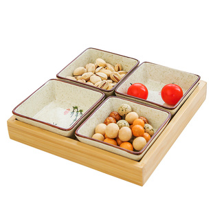 分格果盘家用客厅茶几零食盒茶点心碟ktv小吃水果盘四宫格干果盘