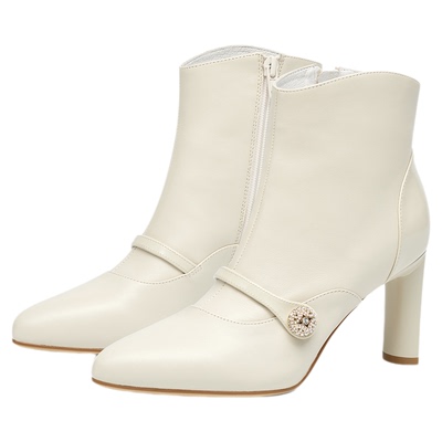 蹀愫25冬新复古增高8CM玛丽珍靴钻扣时装靴瘦瘦短靴TA65724-11