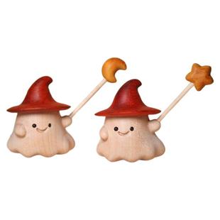白枫木红檀木雕魔法小精灵手把件可爱卡通精灵家居装饰品桌面摆件