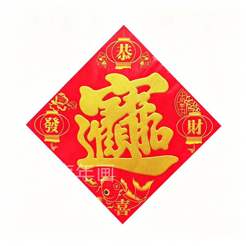 金字烫金招财进宝特大福字贴年画