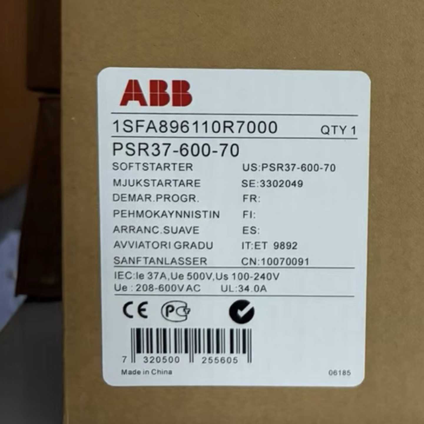 议价ABB软启动器PSR37-600-70 1SFA896110R7000全新现货
