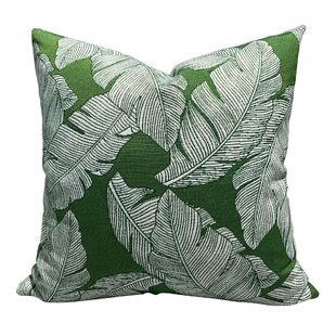 户外庭院阳台抱枕防水防晒棉麻靠枕藤椅吊篮靠垫别墅绿色腰枕靠背