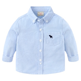 右欧男童纯棉长袖衬衫儿童春秋新款童装宝宝衬衣男孩春季外套上衣