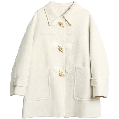 布景毛呢大衣女2025年冬季新品简约宽松含羊毛中长款毛呢外套6327