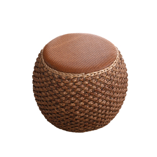 藤编矮凳创意圆凳手工草编坐墩沙发茶几凳子家用客厅卧室实木板凳