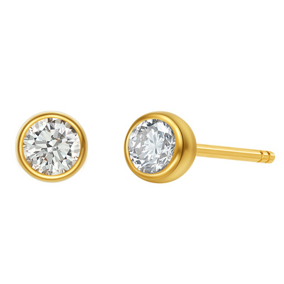 泡泡款黄金钻石耳钉天然真钻