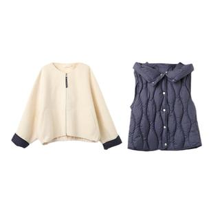 西町村屋百搭马甲羊毛外套女装秋冬新款休闲双面呢大衣XA9D10305