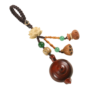 紫檀木把把壶汽车钥匙扣挂件把把胡小壶茶壶手把件手机链吊坠挂饰