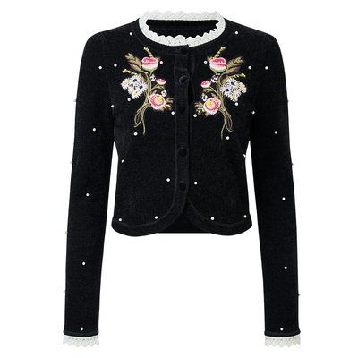 法式宫廷刺绣针织外套